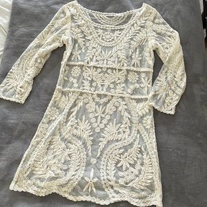Cream lace bathing suit cover/dress-size sm